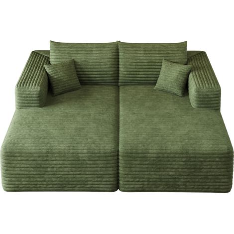 CHICFURN Divano modulare 180 x 151 cm in tessuto verde, senza montaggio, per piccolo salotto (1/5)