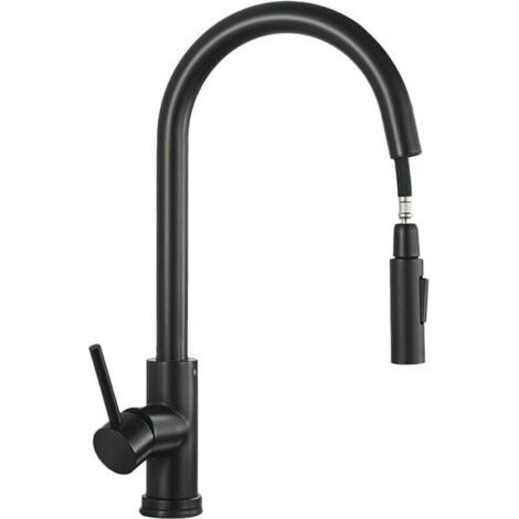 Grifo de cocina con rociador extraíble, mezclador de fregadero giratorio de 360°, mezclador de agua fría y caliente con 2 modos de rociado. (1/5)