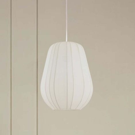 [GEBRAUCHT] B-Ware Lindby Hängeleuchte Helin weiß Ø 30 cm dimmbar E27 Stoff 150 cm Abhängung (1/2)