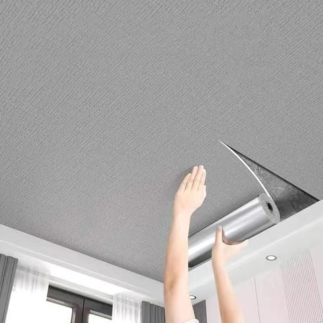 Papier peint à décoller et coller pour plafonds et murs, 0,5 x 5 m, dalles de plafond autocollantes, résistantes aux fissures et faciles à découper, pour salle de bain, cuisine, usage résidentiel (1/5)