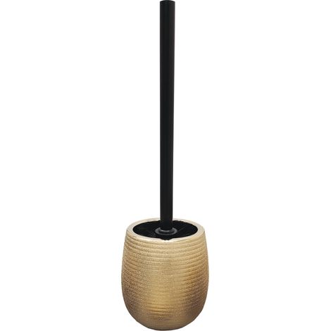 MSV – Brosse WC avec support en céramique – Couleur or – Design élégant et facile à nettoyer – Dimensions 11,5x40cm