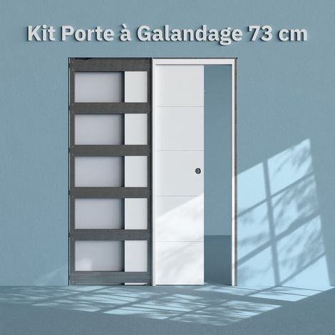 Porte coulissante à galandage Ligne 73 cm et kit de finition