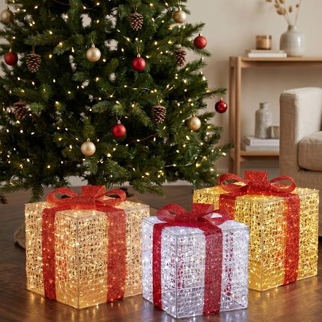 Pacco regalo 3D in acrilico trasparente con Dual LED bianco caldo e freddo -40 cm (1/5)