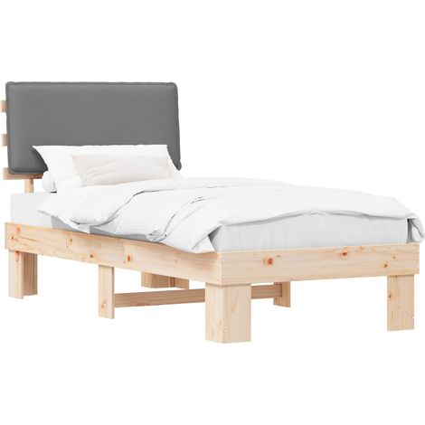 Bed Frame with Upholstered Headboard Light Grey 90 x 200 cm vidaXL