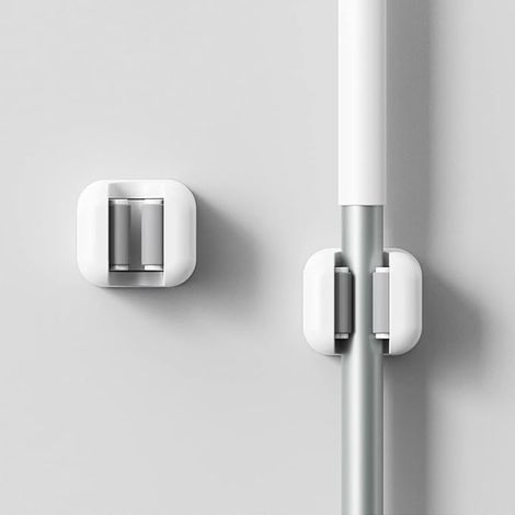 Ahlsen Juego de 3 soportes de pared para escobas, fregonas, clips de pared para baño, cocina, jardín, garaje. (1/5)