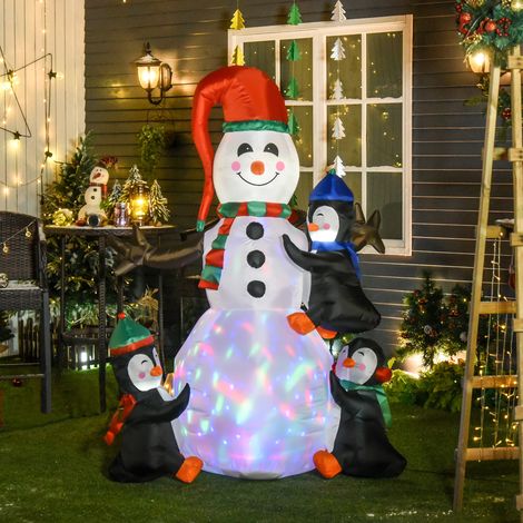 Decorazione natalizia da esterno a forma di pupazzo di neve, completo di soffiatore, LED colorati, autogonfiabile, 1,4 m, multicolore (1/5)