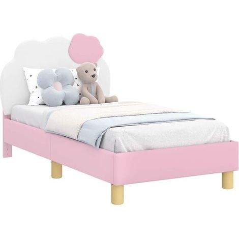 Cadre de lit rose pour enfant avec tête de lit, 70 x 140 cm (1/5)