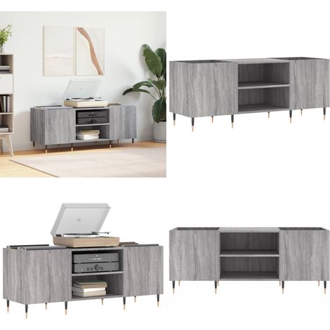 Mobile Porta Dischi Grigio Sonoma 121x38x48cm Legno Multistrato - Ripostiglio per dischi - Mobile per vinili