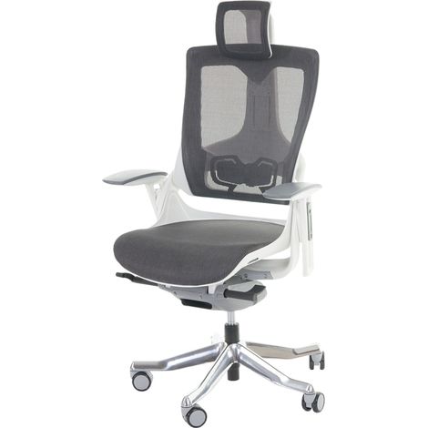 [NON UTILIZZATO] Poltrona sedia ufficio girevole regolabile MERRYFAIR Wau 2 ergonomica poggiatesta alluminio tessuto bianco nero grigio