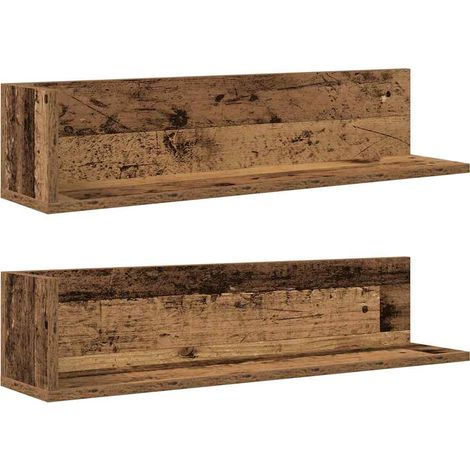 Étagères murales 2pcs Étagères flottantes vieux bois 75x16,5x16,5cm bois ingénierie (1/5)