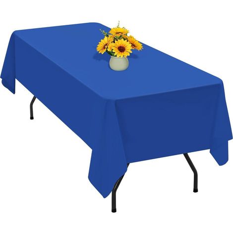 Nappe bleu roi 153x260 cm polyester, rectangulaire, lavable, infroissable