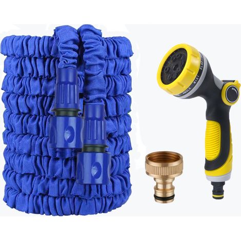 Tubo da giardino estensibile da 7,5 m (25 piedi) - Pistola a spruzzo ergonomica gialla e nera, kit completo-lsw (1/3)