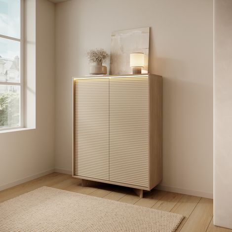 Credenza Hasota, Madia 4 Ripiani, Apertura Battente, 2 Ante, 104x40x138h cm Marrone Rovere (1/5)