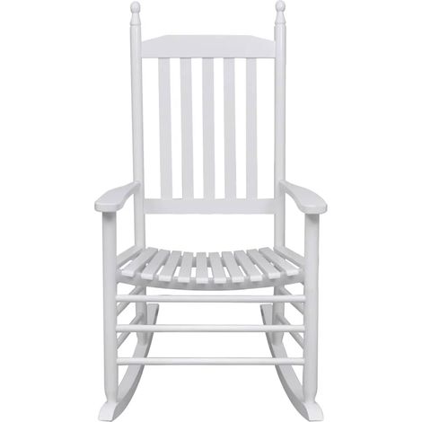 Maison Exclusive - Sedia a Dondolo con Sedile Curvo Bianco in Legno (1/5)