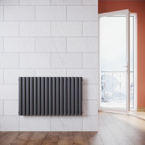 SONNI Design Pannello Radiatore Tubi 600x1003mm Antracite Doppio Strato Bagno/Soggiorno Radiatore Orizzontale Ingresso Laterale Bagno Radiatore Radiatore Radiatore (1/5)
