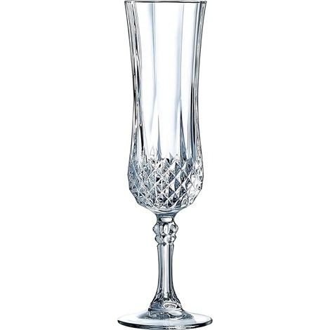 Jeu de 6 coupes à champagne, verre taillé transparent 14 cl, résistant lave-vaisselle, avec étui noir, pour mariage anniversaire (1/5)