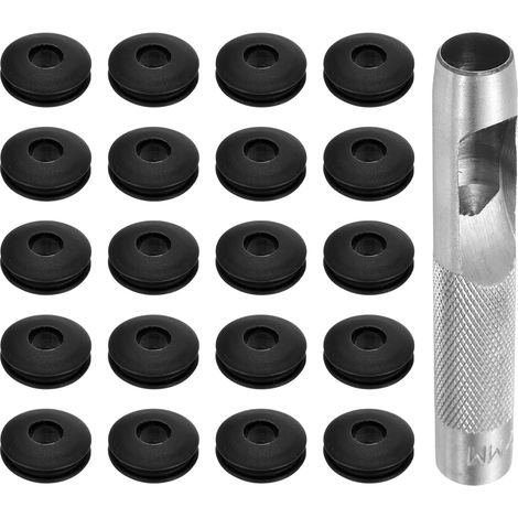 Kit d'Outils pour Œillets 21 Pièces, Ensemble d'Œillets 12 mm Pinces à Œillets Œillets en Plastique Rondelles à Œillets en Plastique Antirouille pour Bâche de Camion, Noir (1/5)