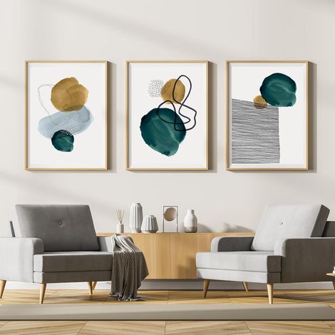 Leinwandbilder Abstrakt Kunstposter Boho 3PCS-60x90cm Geometrie 4 (1/5)