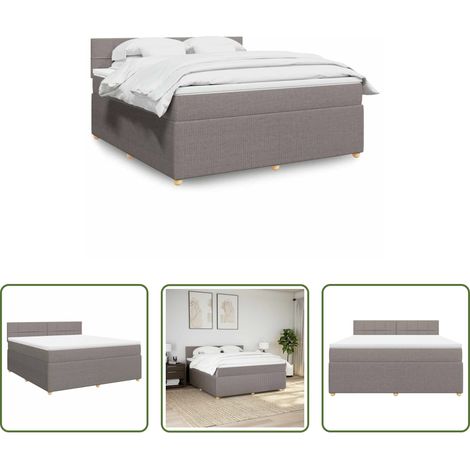 vidaXL Surmatelas -  Sommier à lattes de lit avec matelas Taupe 180x200 cm Tissu (1/5)