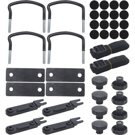 Lot de 4 supports de fixation en U pour coffre de toit en alliage d'aluminium avec coussinets et écrous de sécurité, accessoires de fixation pour barres de toit (1/5)