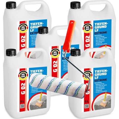 HALBAU Tiefengrund LF Extreme Kleinmolekulare Reaktivgrundierung G02 - 25L + Farbrolle 25cm