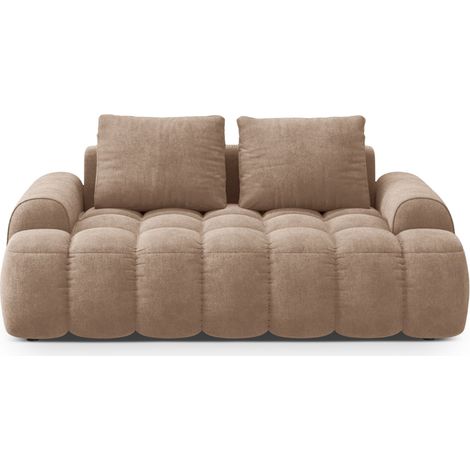 Canapé 2 places en velours beige foncé (1/5)