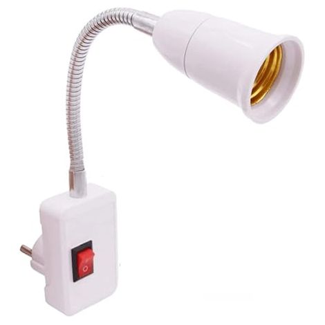 Adaptateur de prise européenne E27 interrupteur blanc (1/5)
