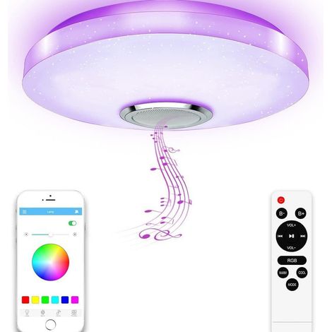 Plafonnier LED 36W Intégré Haut-Parleur Bluetooth Télécommande et Application Contrôle Intelligent pour Maison Moderne-AUTRES (1/4)