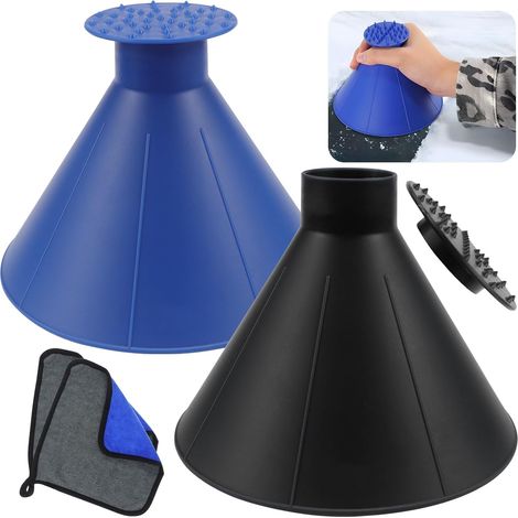 2 Grattoir à Glace, Forme Conique, Plastique ABS, Entonnoir Intégré, Pour Pare-Brise et Liquides (1/5)