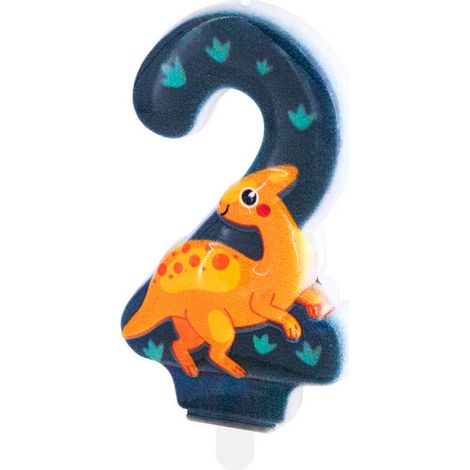 Kuchenkerze Nummer 2 ZWEI Dino Dinosaurier (1/2)