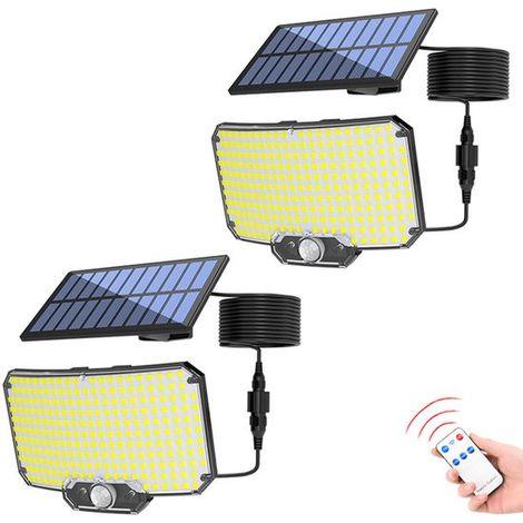 Lámpara de pared solar con sensor de movimiento, Energía solar, 234 LED, Lámpara de pared solar exteriores, Iluminación solar jardín, 2 unidades (1/5)