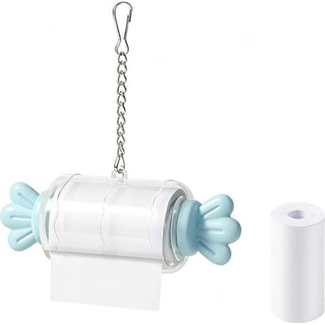 Jouet à mâcher pour oiseaux, jouet de papier toilette pour perroquet, avec chaîne, porte-papier toilette pour oiseaux. (1/5)