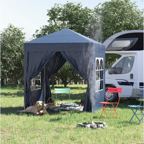 gazebo pieghevole 2x2 m con 4 pareti acciaio blu HAVRYA (1/5)