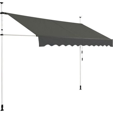 Tenda da sole retrattile resistente ai raggi uv regolabile 300x120 cm grigio