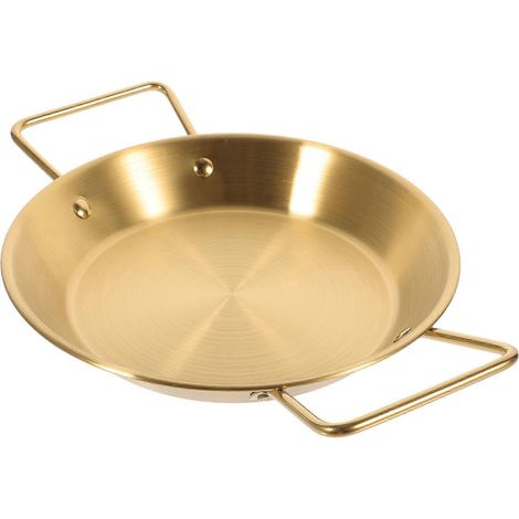 poêle à frire domestique binaurale en acier inoxydable pour pâtes (dorée)-29.00X21.00X3.30CM-Golden (1/4)