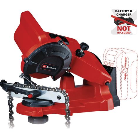 Einhell Affûteuse de chaîne de tronçonneuse sans fil GE-CS 18 Li - Solo PXC (18V, Dispositif de serrage, Livrée avec 1 meule abrasive) Livré sans Batterie ni Chargeur