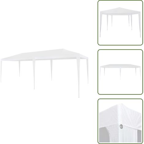 The Living Store Tenda per Feste 3x6 m in PE Bianca - Gazebo da giardino