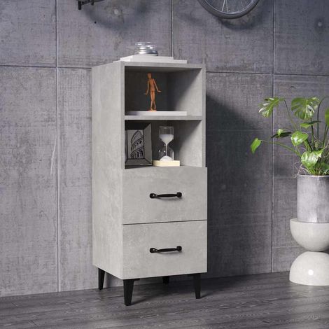 Buffet - Armoire de rangement Enfilade Gris béton 34,5x34x90 cm Bois d'ingénierie BV775551 - BonneVie (1/5)