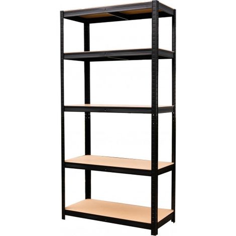 Estantería negra 5 niveles en metal y MDF 90x40x180