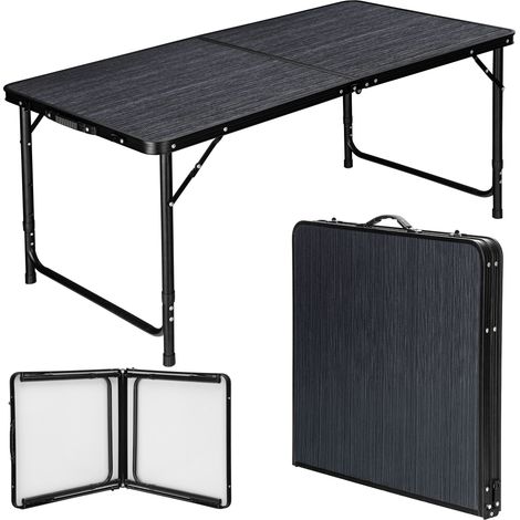 Tavolo da viaggio pieghevole turistico 120x60 cm in legno nero (1/5)