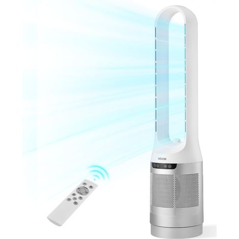VEVOR Ventilatore a Torre Senza Pale, Oscillazione 65°, Ventilatore a Colonna Senza Pale, 12 Velocità, 4 Modalità, Timer 8 Ore, Flusso d’Aria Potente 4,5 m/s, Silenzioso, per Camera da Letto Ufficio (1/5)