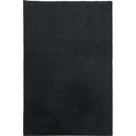 Tapis Shaggy à Poils Longs Doux et Moelleux en Fausse Fourrure, Noir, 80 x 150 cm - PANGIVO (1/2)