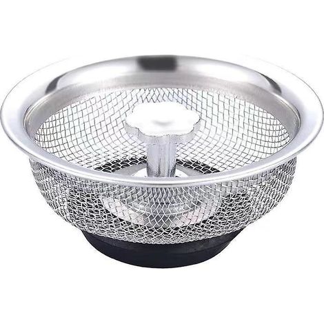 Lot de 2 crépines d'évier en acier inoxydable pour cuisine et salle de bain - Récupérateur de cheveux et couvercle de filtre pour bonde de douche (1/5)