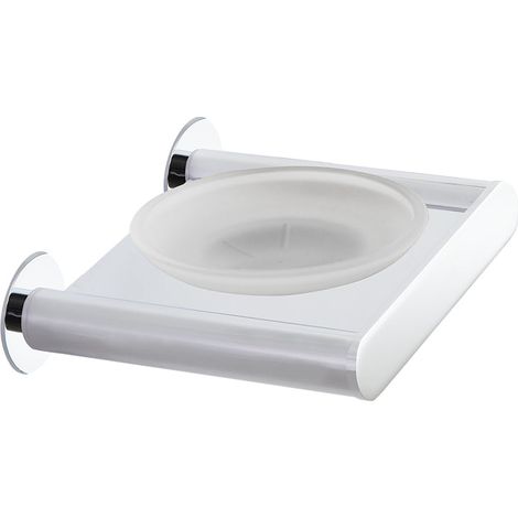 Jabonera de Pared con Plato de Cristal para Baño Inox Cromado (1/2)