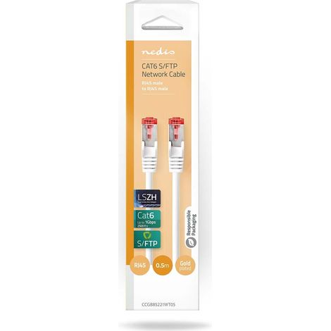 Nedis CAT6-Netzwerkkabel / RJ45 Stecker / RJ45 Stecker / S/FTP / 0.50 m / Innen / Rund / LSZH / Weiss / Box