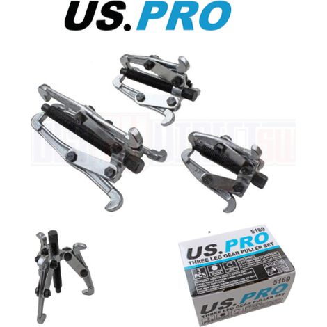 US PRO 3PC HEAVY DUTY 3"" 4"" 6"" BEARING HUB GEAR PULLER PULLEY REMOVER 5169 (1/4)