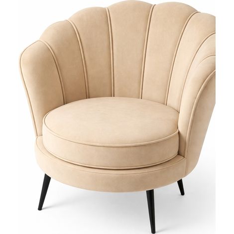 Nice Fauteuil en velours beige. (1/5)