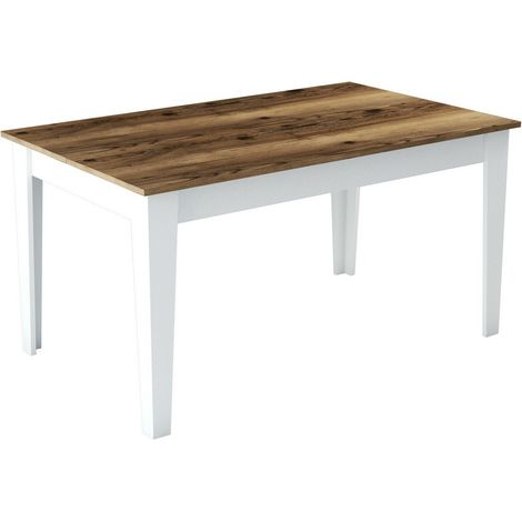 Tavolo Kailua B100, Noce + Bianco, 75x88x145cm, Truciolare laminato (1/5)