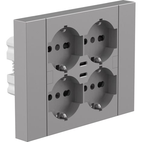 Multipresa da incasso Quadra Electraline 2 porte USB-C Titanio (1/5)