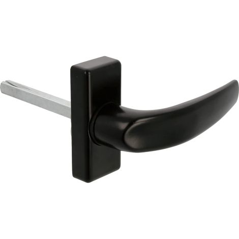 Poignée de porte d'intérieur avec Rosace  Pognée Modèle Delta  121 x 72 mm  Élégant et Simple  Taille du carré 8 mm  Poignée Ergonomique  Aluminium Noir (1/5)